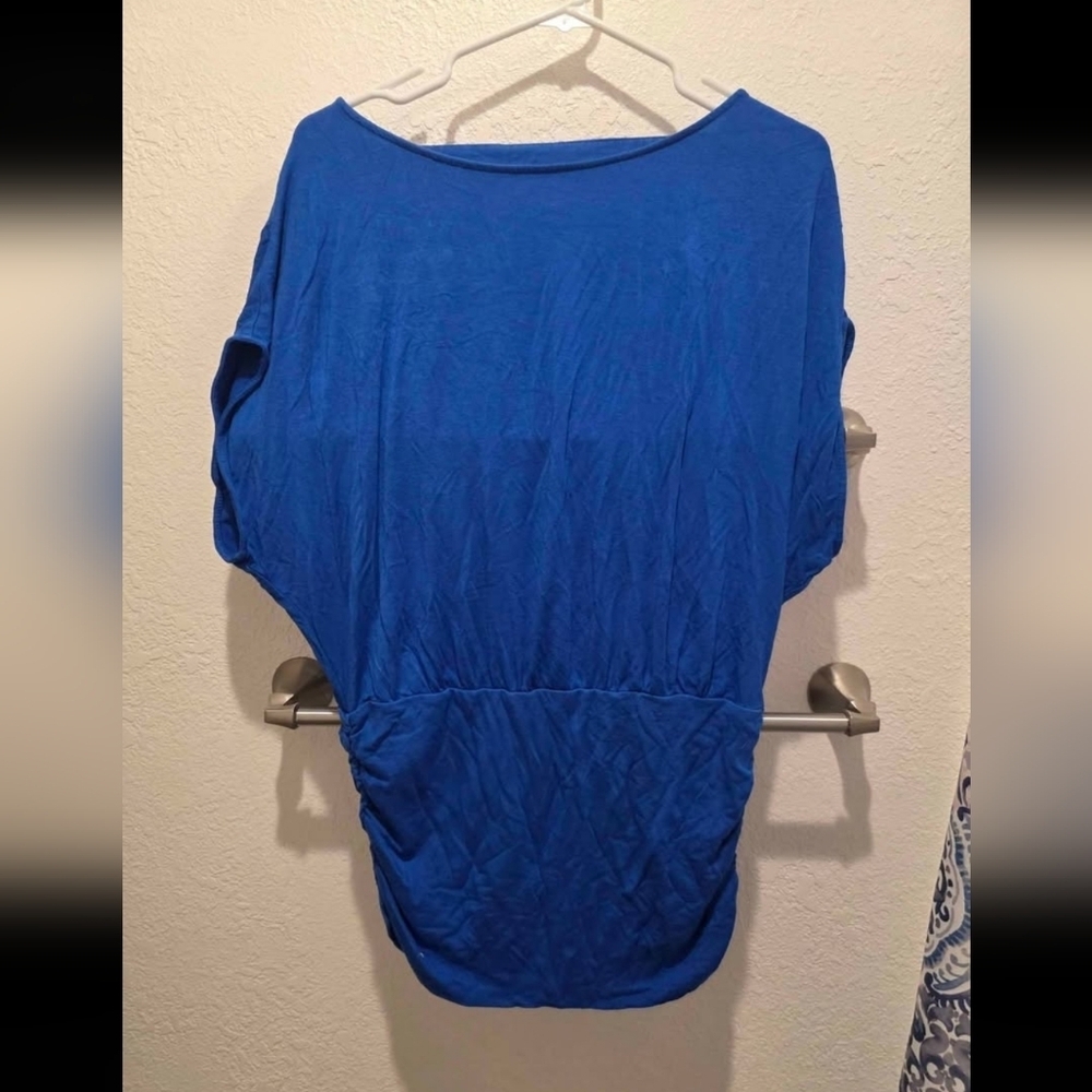 Express Royal Blue Scoopneck Open Back Blouse